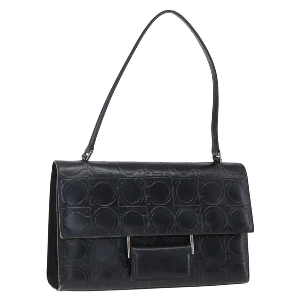 Salvatore Ferragamo Leather Gancini Handbag Black